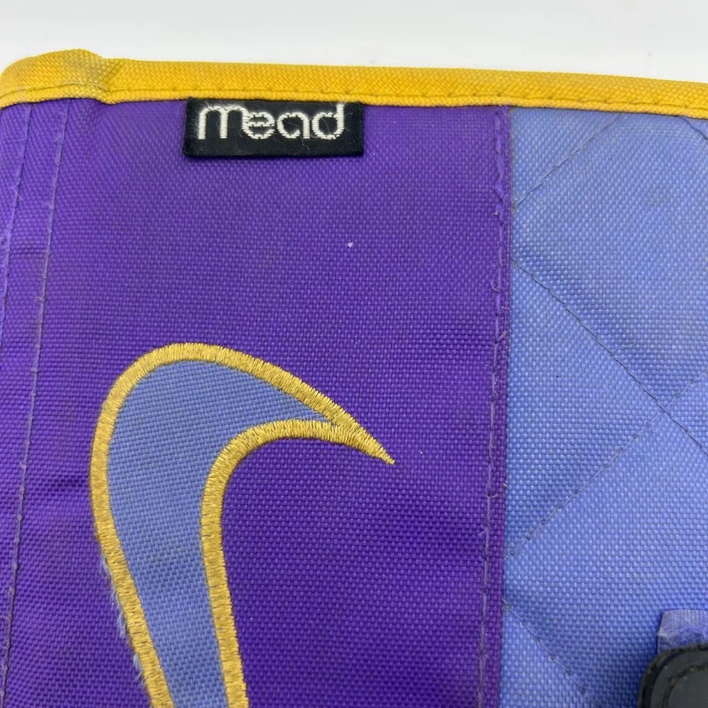 Vintage 1992 Mead Nike 6 Ring Binder Organizer Purple Blue Yellow Canvas Planner